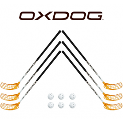 Oxdog RC1 White Floorball Stavsæt - 6 stave inkl. 6 bolde