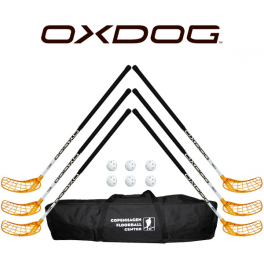 Oxdog RC1 White Floorball Stavsæt - 6 stave inkl. 6 bolde og en toolbag