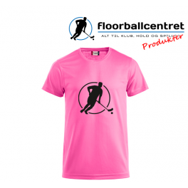 Floorballcentret T-shirt - Logo - pink m. sort