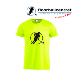 Floorballcentret T-shirt - Logo - neon gul m. sort