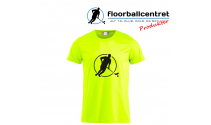 Floorballcentret T-shirt - Logo - neon gul m. sort