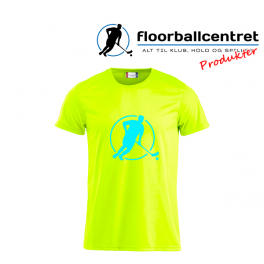 Floorballcentret T-shirt - Logo - neon gul m. blå