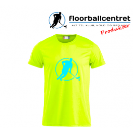 Floorballcentret T-shirt - Logo - neon gul m. blå Floorballcentret T-shirt - Logo - neon gul m. blå