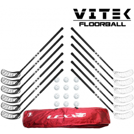 Vitek Exercise v.2 shiny Floorball Stavsæt - 12 stave inkl. 12 bolde og en toolbag