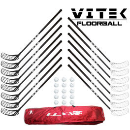 Familiestavpakke - Vitek Exercise v.2 mat Floorball Stavsæt - 15 stave inkl. 15 bolde og toolbag