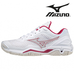 Mizuno Wave Stealth V Dame white/whitesand/persianred