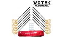 Vitek Exercise Street Floorball Stavsæt - 12 stave inkl. 12 bolde og en toolbag