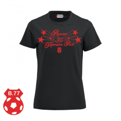 Support T-shirt Women, Sort - "Pigerne fra Hampen Park" rød - B77