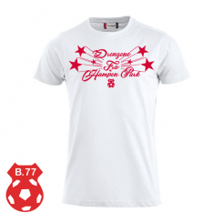 Support T-shirt Men, Hvid - "Drengene fra Hampen Park" rød - B77