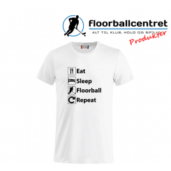 Floorballcentret T-shirt - Eat, Sleep, Floorball - hvid