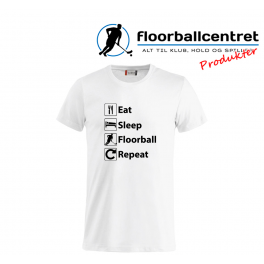 Floorballcentret T-shirt - Eat, Sleep, Floorball - hvid Floorballcentret T-shirt - Eat, Sleep, Floorball - hvid