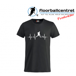 Floorballcentret T-shirt - Heartbeat - sort m. hvid