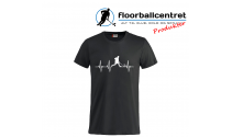 Floorballcentret T-shirt - Heartbeat - sort m. hvid
